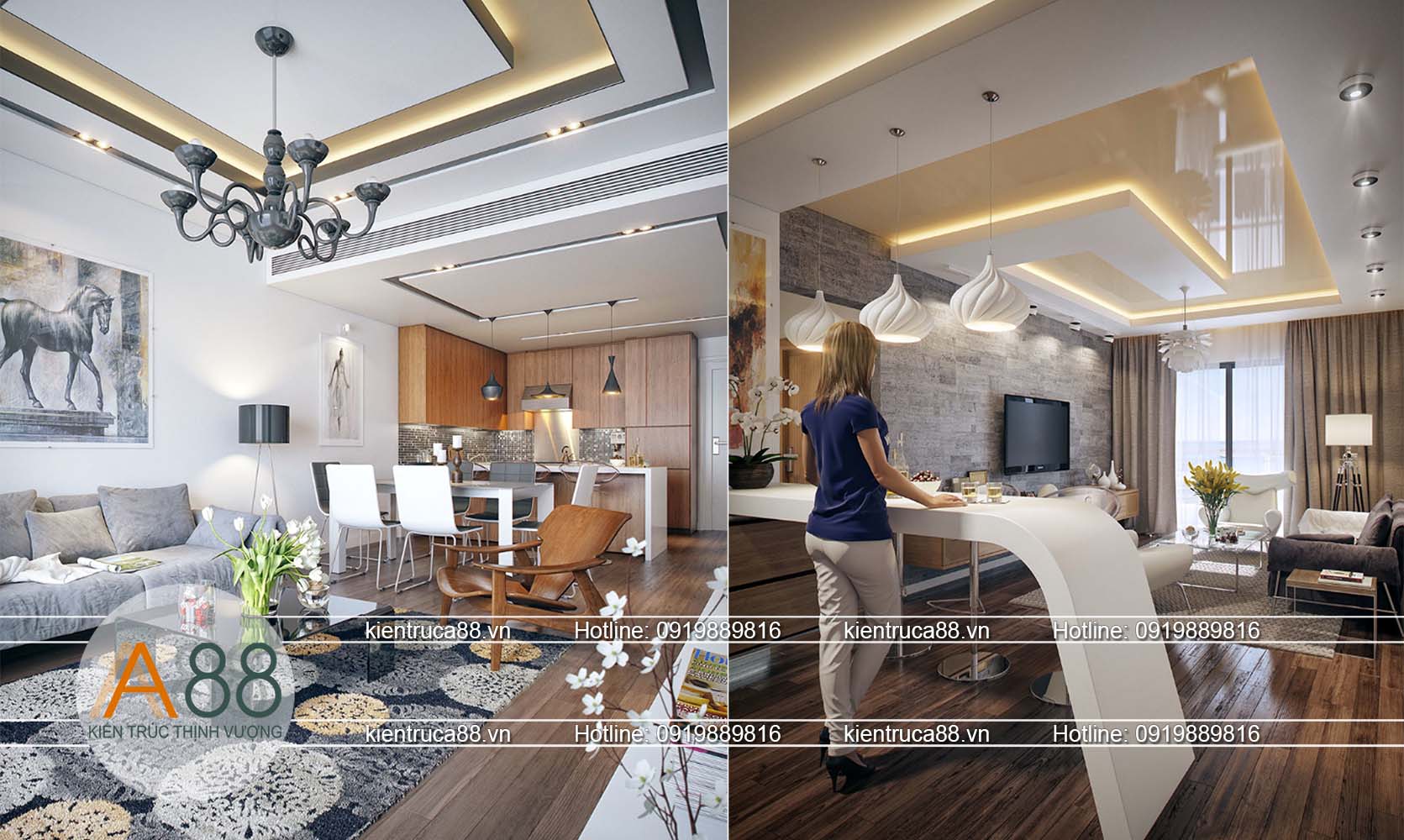 Thiết kế nội thất phòng khách hiện đại