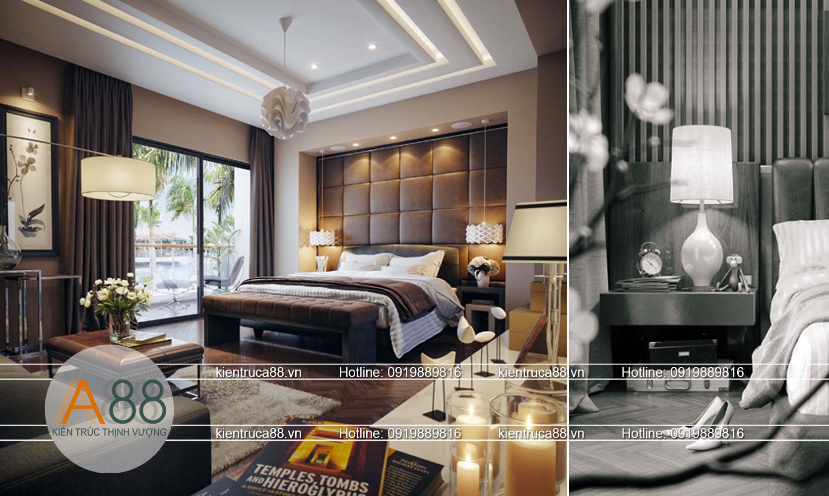 Thiết kế nội thất phòng ngủ biệt thự hiện đại