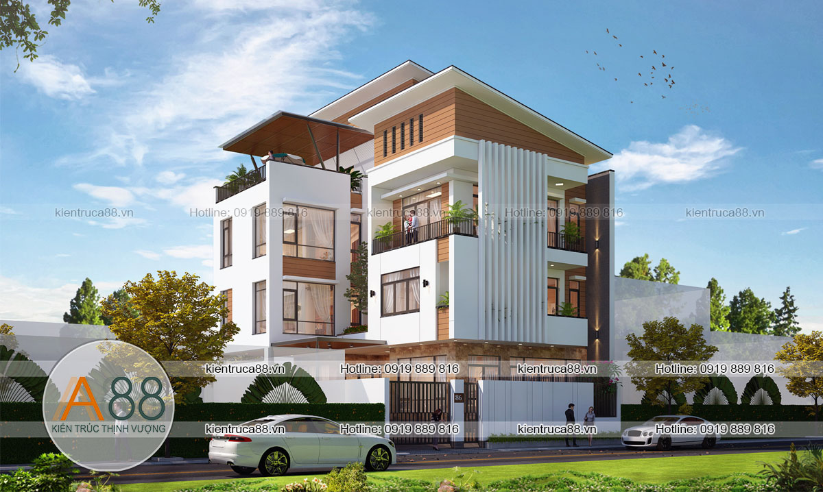 Biệt thự hiện đại đẹp có gara để xe