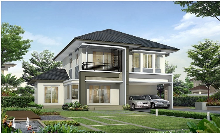 mẫu thiết kế biệt thự mini 2 tầng sang trọng