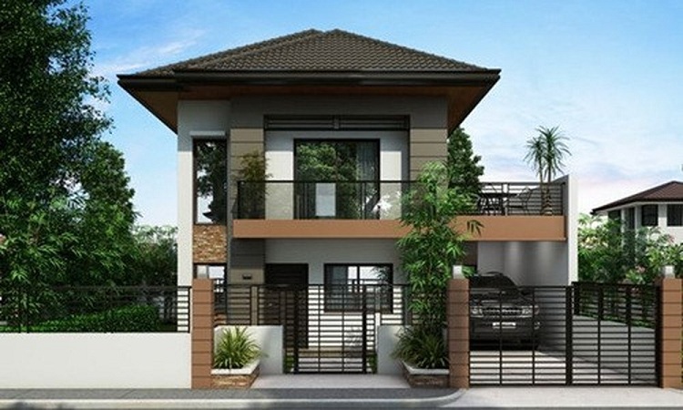 mẫu thiết kế biệt thự mini 2 tầng sang trọng