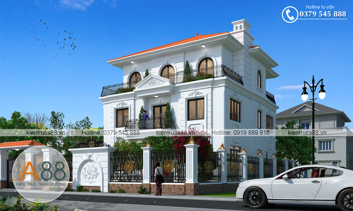 thiết kế biệt thự 3 tầng tân cổ điển