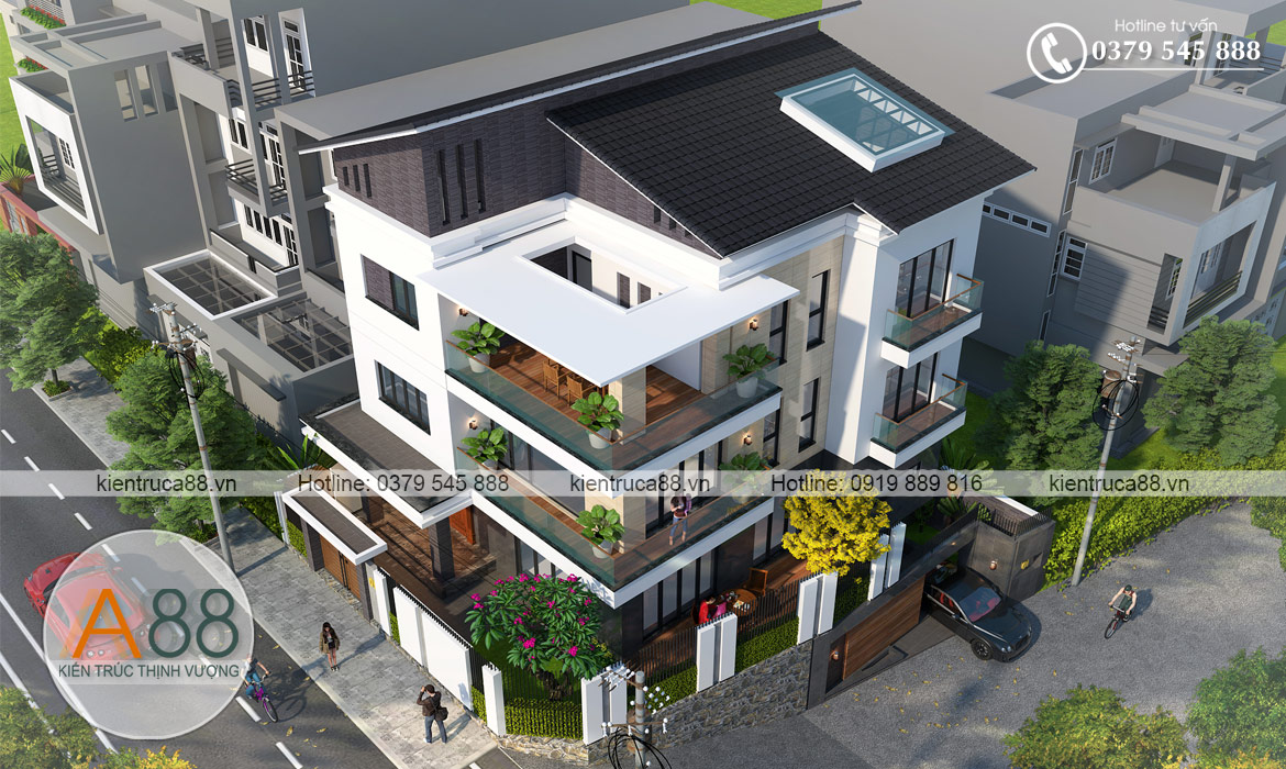 mẫu thiết kế biệt thự 2 mặt tiền